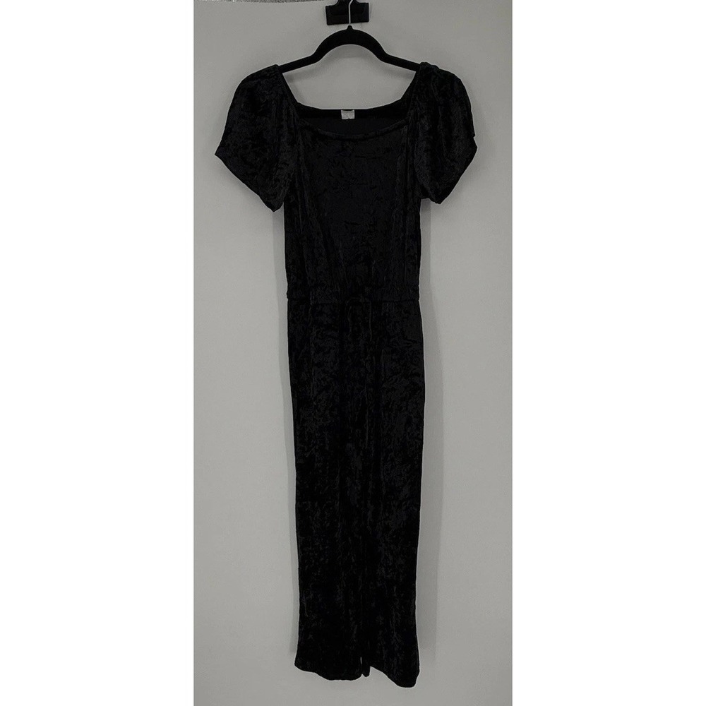 Evsie Girls Velvet Romper Jumpsuit Black Velvet Pockets Whimsigoth Elegant
